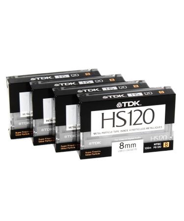 8mm Metal Particle Cassette Tape TDK HS120 120 Minute Blank Camcorder 4 Pack Hi8 and Digital 8 Compatible