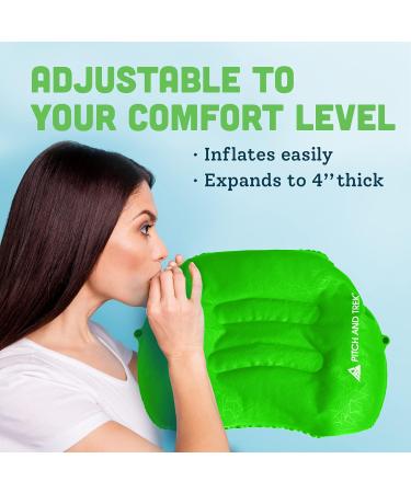 Pitch and Trek Ultralight Inflatable Camping Pillow with Removable Cover for Neck and Lumbar Support - Compact & Portable Compressible Pillow for Hiking, Beach, Hammock & Backpacking Gear (Green) - Buy Online on GoSupps.com