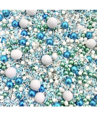 Metallic blue green white silver mint teal aqua sprinkles for cupcakes cakes toppers pearls stars glitter baking chocolate balls mermaid baby shower cute baby boy MINT MAD - Buy Online on GoSupps.com