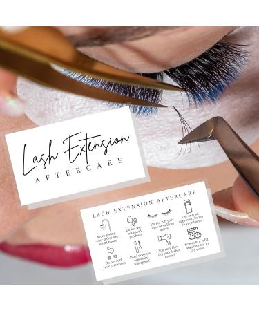 Lash Aftercare Extension Care Cards - 50 Pack | Eyelash False 2x3.5 Symbols | 2-3 Week Refill Instructions | Minimalist Gold Foil | Pink, White, and Black | Extension Care Guide - Buy Online on GoSupps.com