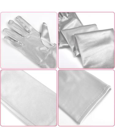 NQEUEPN Women Long Gloves Long Elbow Satin Gloves 21" Stretchy 1920s Opera Gloves Hand Care Moisturizing Gloves for Women Girls Evening Party Dance (Silver) - Buy Online on GoSupps.com