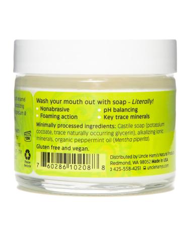 Uncle Harry s Nonabrasive Tooth Suds - Peppermint Alkalizing Brushing Soap Fluoride Free Vegan 2oz Glass Jar | Remineralizes Enamel & Promotes Alkaline pH - Buy Online on GoSupps.com