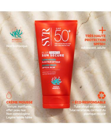 SVR - Blur Tinted SPF50+ Face Sun Secure - Optical Blurring Mousse - Makeup Primer - Patented Filter Combination - Water Resistant - Unified Complexion - 50 ml - Buy Online on GoSupps.com