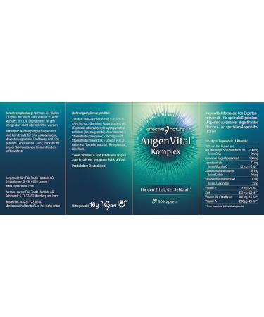 Effective Nature EyeVital Complex - 30 Vegan Capsules with Lutein Zeaxanthin & DHA from Algae Oil for Normal Eyesight - No Synthetic Additives - Buy Online on GoSupps.com