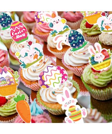 72pcs Happy Easter Cupcake Toppers Easter Bunny Egg Carrot Theme Party Decorations for Spring Desserts Birthday Party Supplies - Buy Online on GoSupps.com
