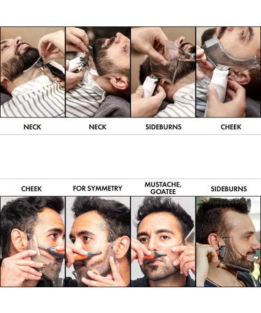 Men's Beard Shaping Tool with Inbuilt Comb for Goatee Mustache Sideburns - Clear | Symmetric/Curve/Step Cut - 1pcs - Buy Online on GoSupps.com