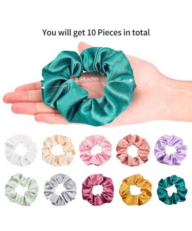 CEELGON Satin Silk Hair Scrunchies 10 Pack - Pastel Color | Big Hair Ties - Buy Online on GoSupps.com
