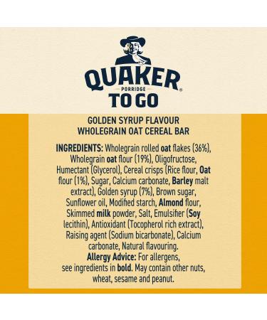 Quaker Porridge To Go Breakfast Bar Golden Syrup 2 x 55g (Case of 6) - Pack of 1 | Delicious and Convenient Breakfast Bars - Buy Online on GoSupps.com
