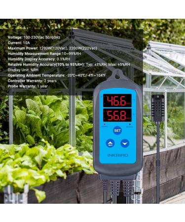Inkbird IHC-200 WiFi Humidity Controller Hygrostats Humidistat Humidifier Dehumidifier with Wireless Alarm for Greenhouse Garden Grow Tent Plant Growing Seeding Reptile Incubation - Buy Online on GoSupps.com