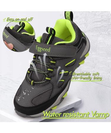 Eggseed Kids Trail Shoes - Water Repellent Sneakers for Boys, Grey/Green - Size 13 Little Kid - Buy Online on GoSupps.com