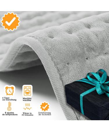 Heating Cushion 30x60cm - Soft Flannel Heat Cushion for Back Neck & Stomach with Automatic Shutdown - Silver Gray - Buy Online on GoSupps.com