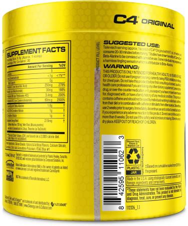 Cellucor C4 Original Pre Workout Powder Strawberry Watermelon Ice - Sugar Free Energy for Men & Women with 150mg Caffeine, Beta Alanine & Creatine - 30 Servings - Buy Online on GoSupps.com