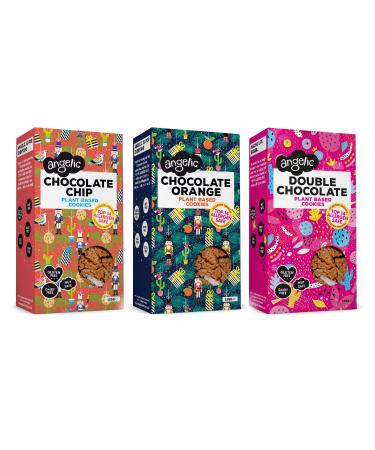 Angelic Free From 6 Pack Mixed Box Festive Bundle Vegan & Gluten Free Cookies. Dairy Nuts Soya Egg Peanut Free Biscuits. Allergy Safe Snacks. (Chocolate Orange Chocolate Chip & Double Chocolate)