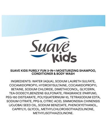 Suave Kids Purely Fun 3-in-1 Shampoo Conditioner Body Wash 28 Fl Oz - Pack of 4 | Paraben Free & Dermatologist Tested Kids Shampoo - Buy Online on GoSupps.com