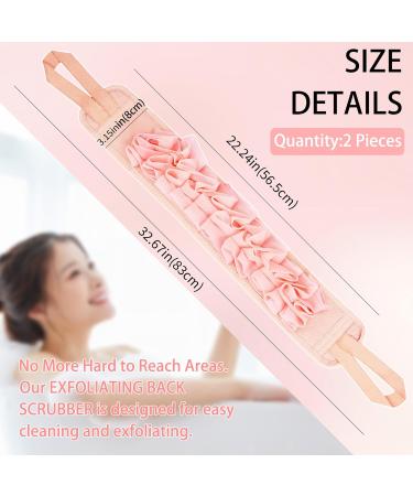 Soft Back Scrubber for Shower Exfoliating Body Scrubber with Handles Double-Sided Back Washer & Lotion Applicator (2 Pcs) - Ideal for Women - Buy Online on GoSupps.com