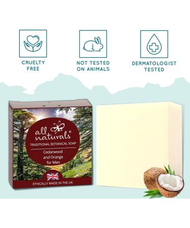 Men's All Naturals Cedarwood Soap Bar | 100% Organic with Coconut Oil & Cocoa Butter | Hand, Face, Body | Aromatherapy Essential Oils | 100g - Buy Online on GoSupps.com