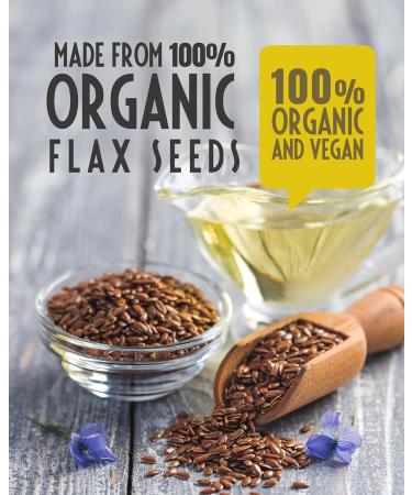 Organic Flax Seed Oil (Cold Pressed) by Sun & Seed - 250ml - Made from 100% Organic Flax Seeds - Great Source of Omega-3 - Vegan Friendly - Pure & Refined - Buy Online on GoSupps.com