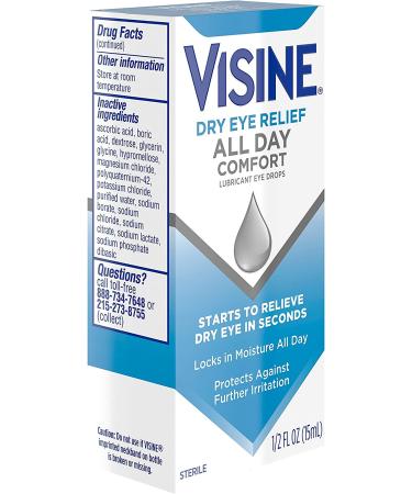 Visine Dry Eye Relief Lubricant Eye Drops 0.5 fl oz - All Day Comfort - Buy Online on GoSupps.com