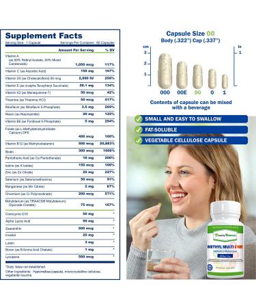Power By Naturals Methyl Multi One - 60Ct Methylated Multivitamin | CoQ10, Active B12, Methylfolate | Iron-Free One-a-Day Supplement for Adults | 25+ Nutrients, MTHFR Support | Made in USA - Buy Online on GoSupps.com