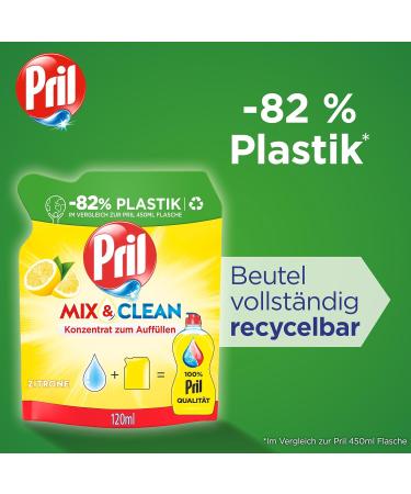 Pril Mix & Clean Citrus Concentrate - 2x120ml Eco-Friendly Dishwashing Detergent | High Fat Solving Power | Clean Dishes in Cold Water | 82% Less Plastic - Buy Online on GoSupps.com