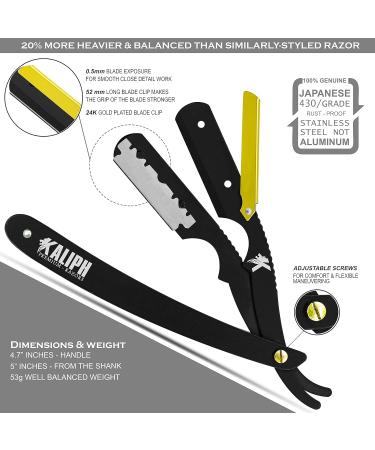 Kaliph Professional Cut Throat Razor Kit for Men - Barber Grade Single Edge Blade Straight Razor - Buy Online on GoSupps.com