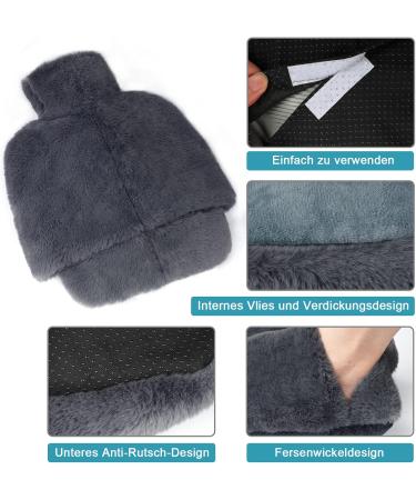 Tgkoddo Electric-Free Foot Warmer | 2L Hot Water Bottle for Cold Feet | 2-in-1 Heating Pad for Adults | Soft & Warm Grey Foot Warmer (40x36cm) - Buy Online on GoSupps.com