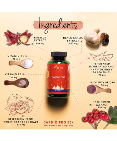 Cardio Pro Complex Vegavero | Heart Health Support with Black Garlic, Orange Hibiscus & Soybean | Lab-Tested Vegan Formula | 90 Capsules - Buy Online on GoSupps.com