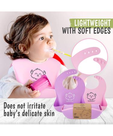 KeaBabies Baby Silicone Bibs - Cotton Candy 2 Pack | BPA-Free, Easy Clean - Buy Online on GoSupps.com