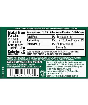 Trident Spearmint Sugar Free Gum 168 Pieces - 12 Packs, 14 Pieces Each - Buy Online on GoSupps.com