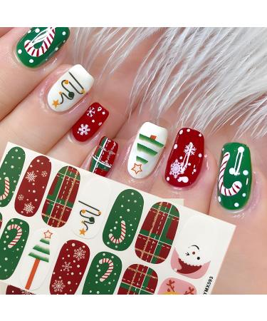 4 Sheets Christmas Full Wraps Nail Stickers Nail Polish Sticker Christmas Self-Adhesive Nail Art Decals Manicure Nail Tips DIY Nail Decorations for Women Girls Christmas Nail Art Design Multicolour - Buy Online on GoSupps.com