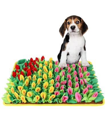 MHTTEC Dog Sniffing Mat Tulip Snuffle Mat for Dogs 60cm x 40cm Dog Nosework Feeding Mat Polar Fleece Interactive Dog Toys Enrichment Pet Foraging Mat for Smell Training and Slow Eating Flowering Shrubs 60cm*40cm