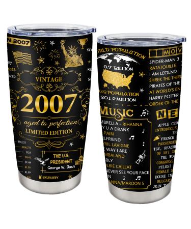 Yesruby Gifts For 16 Year Old Boy, Sweet 16 Gifts Tumbler 20oz, 16th Birthday Gifts For Boys, Sweet 16 Birthday Decorations, 16th Birthday Decorations For Boys, 2007 Birthday Gifts Travel Cup (1pc) 20 OZ 2007