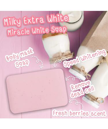 ARBUTEE Milky Extra White Brightening Acne Soap - B3 Glutathione & Alpha Arbutin | Removes Dead Skin Cells & Dark Spots | SLS-Free Paraben-Free | Maximum Strength (1 Bar Milky White + Mesh - Buy Online on GoSupps.com