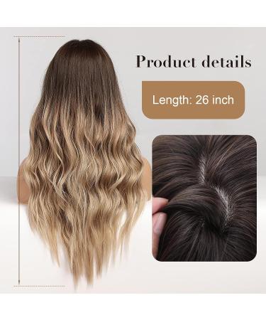Long Ombre Dark Blonde Wigs for Women | Heat-Resistant Synthetic Wigs with Brown Roots | Daily Use & Cosplay | 66 cm - Buy Online on GoSupps.com