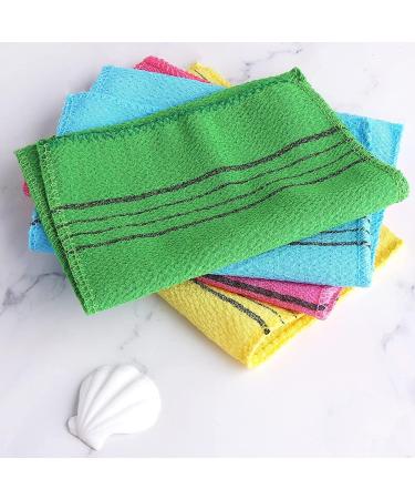 Molain 5Pcs Asian Exfoliating Washcloth Italy Towel - Dual-Sided Exfoliating Glove - Remove Dead Skin, Callus, and Scrub in Shower Spa - Bath Accessories in Pink/Blue/Green/Yellow - Buy Online on GoSupps.com