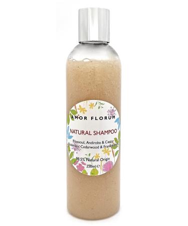 98.5% Natural SHAMPOO - ALOE VERA RHASSOUL ANDIROBA CASTOR ROSEMARY CEDARWOOD and FRANKINCENSE OIL - 250ml by AMOR FLORUM. Sulfate Free Paraben Free. Gentle Concentrated. pH 5.2-5.7 Balanced.