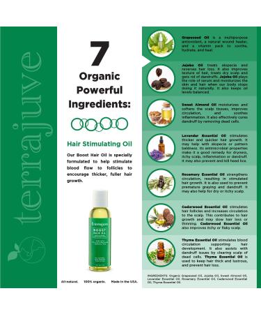 Terrajuve Boost Hair Oil | Follicle Stimulating Essential Oils | Thicker Appearing Hair | 100% Organic (8.0 Oz) - Buy Online on GoSupps.com