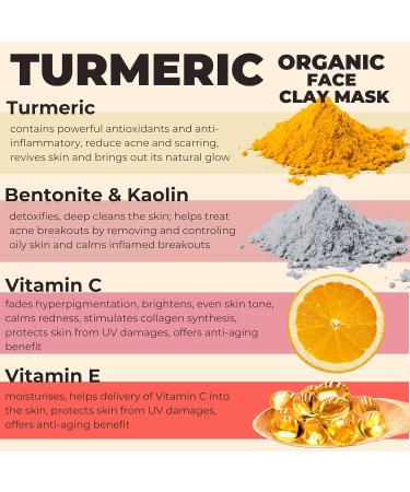 Turmeric & Vitamin C Face Mask - Skin Brightening Anti-Hyperpigmentation & Scar Fading with Bentonite Clay | Shop Now - Buy Online on GoSupps.com