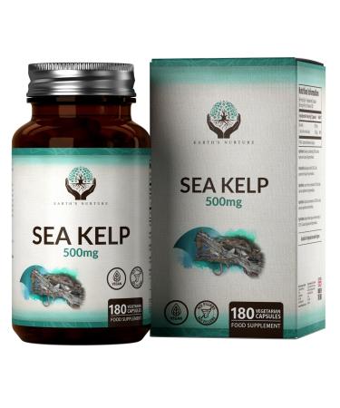 EN Sea Kelp Iodine Supplement | 180 Sea Kelp Supplements - 500mg Kelp per Serving | High Strength Sea Kelp Tablets | Sea Kelp Iodine | Non-GMO & Gluten Free | Made in the UK 180 Count (Pack of 1)