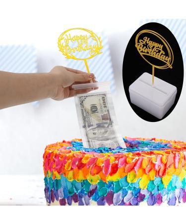 JOELELI 107 Pieces Cake Money Box Kit 6 Pieces Happy Birthday Cake Topper 100 Pieces Clear Bags Connected Pockets Cake Money Pull Out Kit for Birthday Party Gift Cake Decoration(Gold) - Buy Online on GoSupps.com