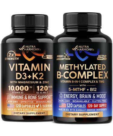 NUTRAHARMONY Vitamin D3 K2 & Vitamin B Complex Methylated Capsules