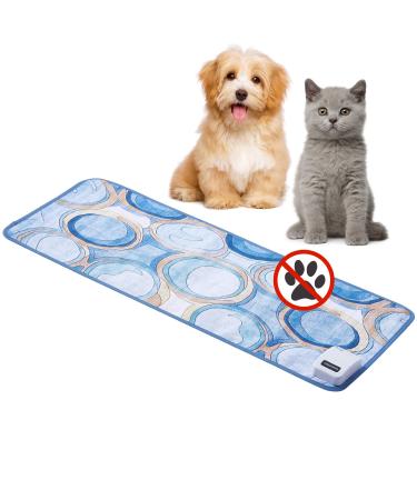 Scat Mat for Cats, Cat Deterrent Behavior Training Mat, 59 * 14 & 32*14 Inches Scat Mat for Cats and Dogs, Battery-Operated with 3 Training Modes for Cat Furniture Geometric 32*15 inch