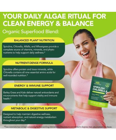 bnHUlMXw Organic Spirulina Chlorella Capsules 17-in-1 Supergeens Blend Rich in Vegan Protein & Chlorophyll Immune Support Non-GMO and Gluten Free Supplement 300 Softgels - Buy Online on GoSupps.com