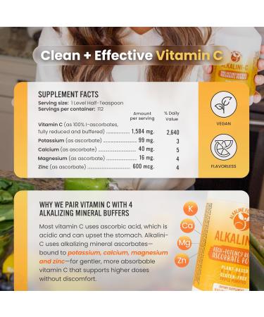 Alkalini-C Buffered Vitamin C Powder - Potent Natural L-Ascorbate VIT C Powder-Corn Free Non GMO VIT C - Fully Buffered Fully Reduced for Enhanced Absorption - Immune Support Supplement (8oz) 8 Ounce (Pack of 1) - Buy Online on GoSupps.com