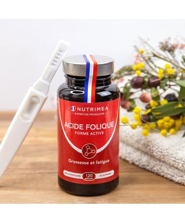 Patented Vitamin B9 Folic Acid in Active Form Superior Assimilation Supplement For Pregnant Women Reduces Fatigue 120 Vegan Capsules Made in France Nutrimea - Buy Online on GoSupps.com