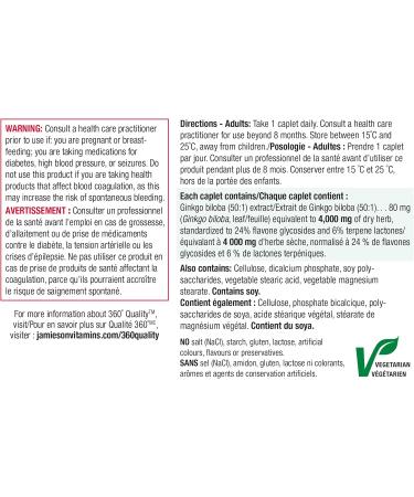 Jamieson Ginkgo Biloba 80mg 60+30 Caplets - Buy Online on GoSupps.com