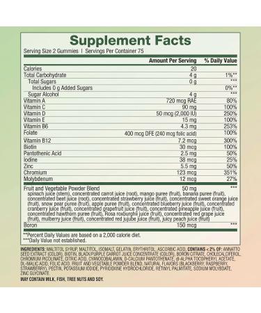 Men Multivitamin Gummies Zero Sugar Adult Multi Vitamin Gummies Men Vitamins C D Zinc 150 Count 75 Day Supply - Buy Online on GoSupps.com