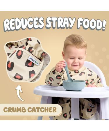 Baby Nom Waterproof Sleeved Weaning Bib for 6-12 Months - Baby Led Weaning Coverall Bibs for Feeding Toddlers - Beige Apron Bib for Babies - Buy Online on GoSupps.com