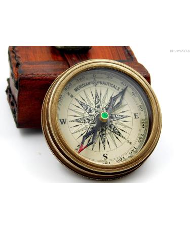 KHUMYAYAD Brass Pocket Compass - Antique Handmade Compass with Leather Case | Fully Functional & Stylish Travel Accessory - Buy Online on GoSupps.com