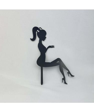 Party Cake Topper Black Acrylic Cake Decoration for Party Celebration Silhouette Design - Buy Online on GoSupps.com